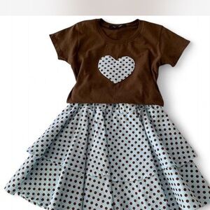 Brown and White Polka Dot Kids Matching Set
